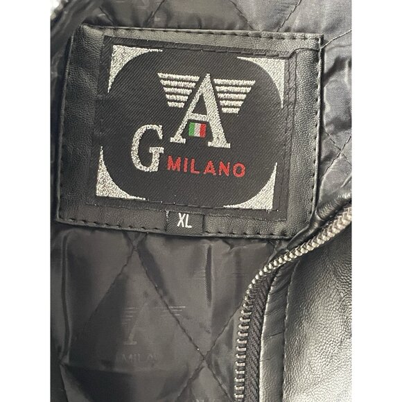 GA Milano Men’s Lined Black Faux Leather Jacket Italy XL - Picture 5 of 12